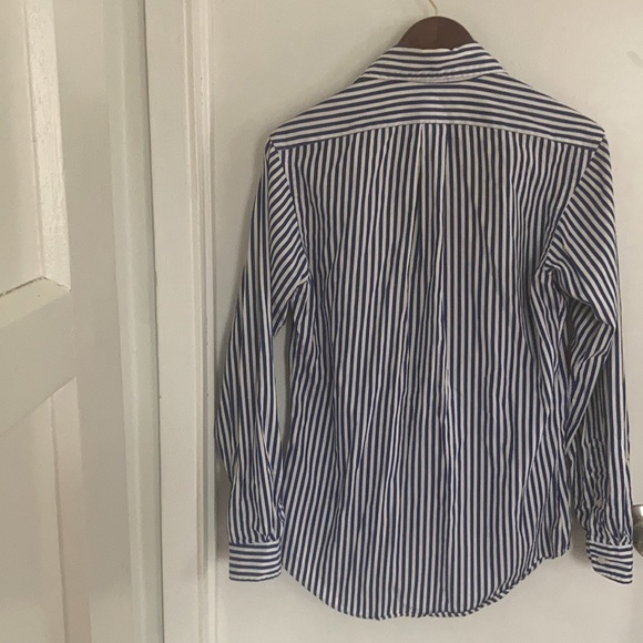 Blue and white vertical striped button-down - Picture 2 of 4